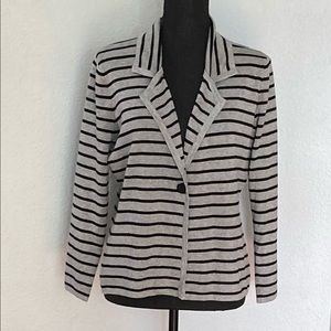 Red Petite grey & black striped cardigan with black edge details size PM